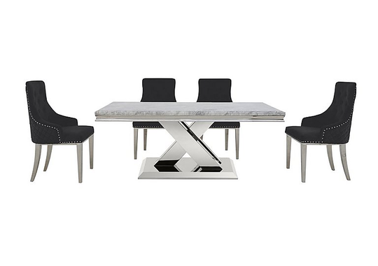 Dolce Large Dining Table and 4 Button Back Dining Chairs