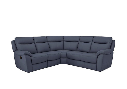 Snug Leather Corner Sofa - Blue- World of Leather