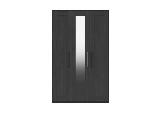 London Bedrooms - Fenchurch 3 Door Tall Wardrobe with Mirror - Black