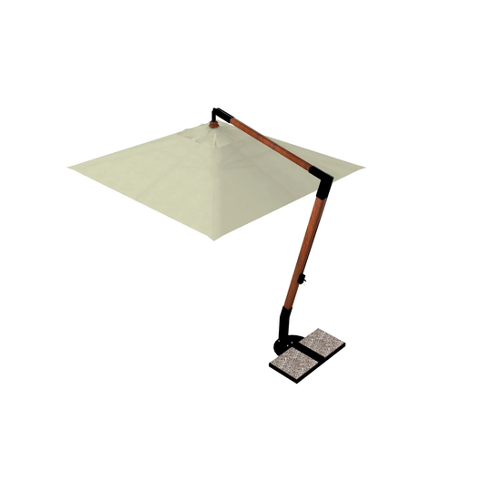 Wicham Outdoor Umbrella With Lateral Pole And Square Canopy| Made Of Kotò And Iroko Wood With Walnut Finisch | Acrylic Fabric Cover With Ecru Finish