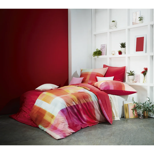 Bed Art S Red/White/Orange 205 TC Reversible Duvet Cover Set