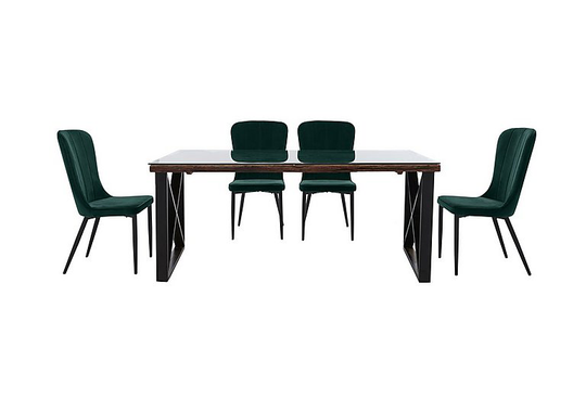 Noir Dining Table with X-Shaped Legs with 4 Chairs Dining Set - 220-cm