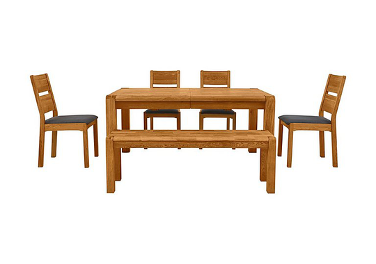 Bakerloo Large Extending Table, 4 Chairs and Large Bench Dining Set