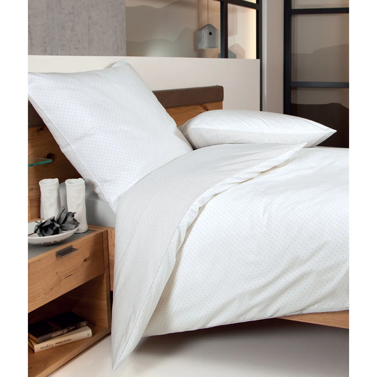 Davos White Cotton Reversible Duvet Cover Set