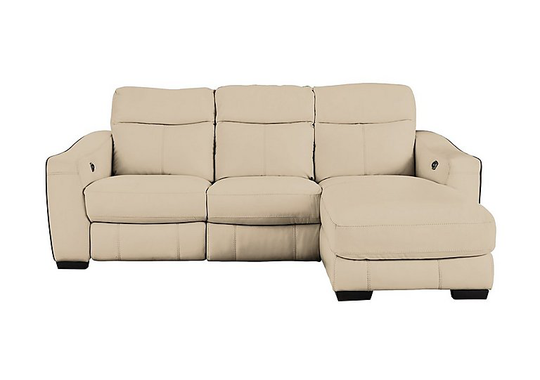 Cressida Leather Corner Chaise Recliner Sofa - Beige- World of Leather