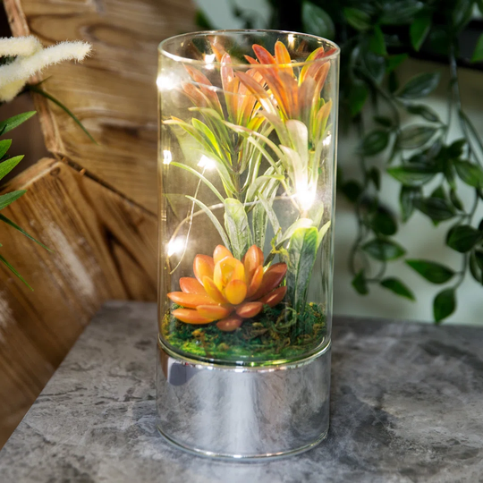 Kamra Terrarium with Artificial Succulents Night Light