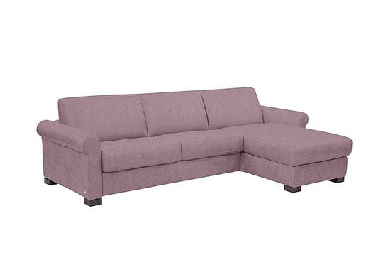 Nicoletti - Alcova 3 Seater Fabric Sofa Bed with Storage Chaise with Scroll Arms - Pink
