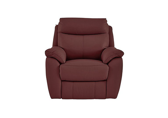 Snug Leather Power Recliner Armchair - Red- World of Leather