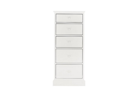 Faye Tall 5 Drawer Chest - White