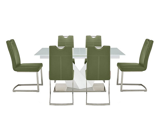 Panama Extending Table and 6 Chairs - Green