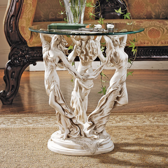 Beldin Glass Topped Sculptural Side Table