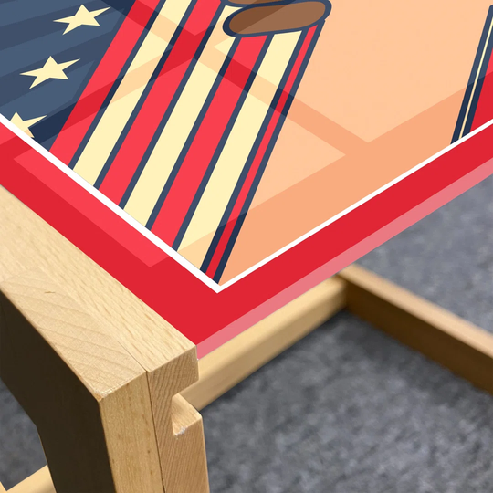 Labour Day Coffee Table, Frame Layout Of Holding Hands Celebrating Pattern, Acrylic Glass Center Table With Wooden Frame For Offices Dorms Pink Multic