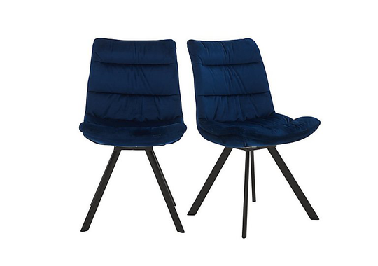 Diego Pair of Velvet Dining Chairs - Blue