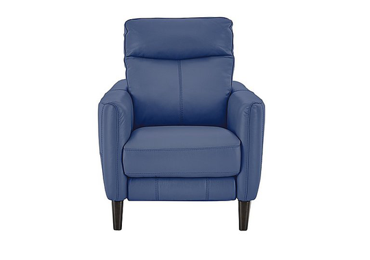 Compact Collection Petit Leather Power Recliner Armchair - Blue- World of Leather