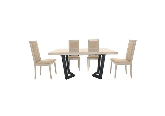 Palazzo 160cm Extending Dining Table in Sand Birch with 4 Rombi Dining Chairs