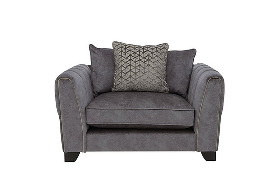 Ariana Pillow Back Fabric Snuggler Chair - Grey