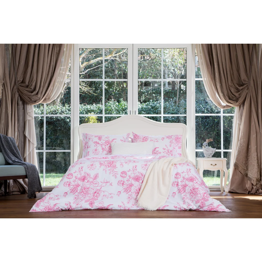 Solo Pink Floral 100% Cotton Duvet Cover Set Valentines Day Gift Lux Quilt Case Bed Set