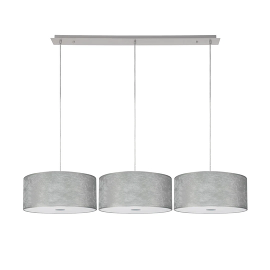 Baymont Polished Chrome 3 Light E27 2M Linear Pendant With 400Mm Silver Leaf Shade With Frosted Acrylic Diffuser With Polished Chrome Centre