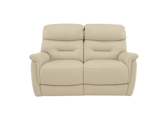 Chicago 2 Seater Leather Battery Recliner Sofa - Beige- World of Leather