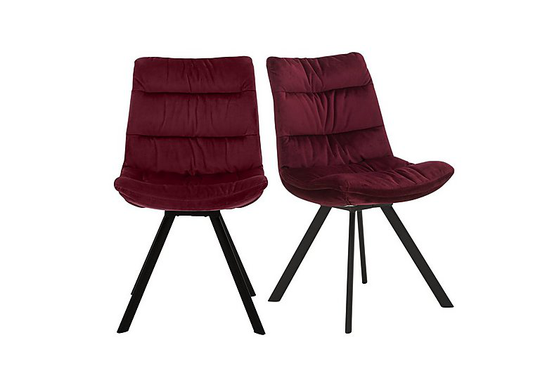 Diego Pair of Velvet Dining Chairs - Red