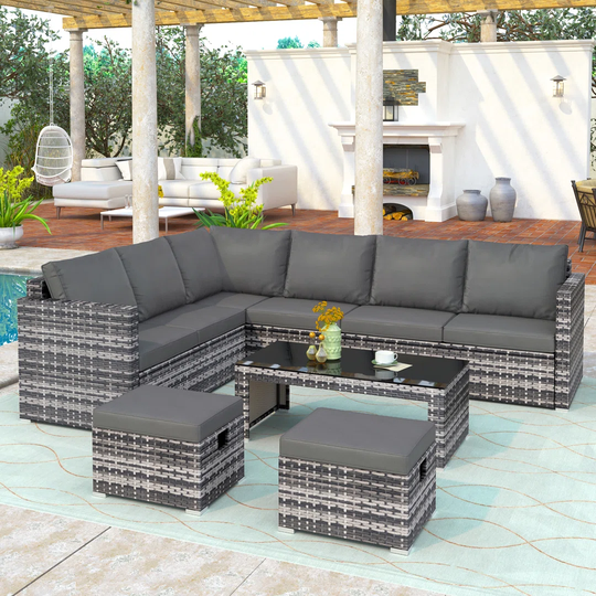 Alcot 8 Seater Rattan Corner Sofa Set