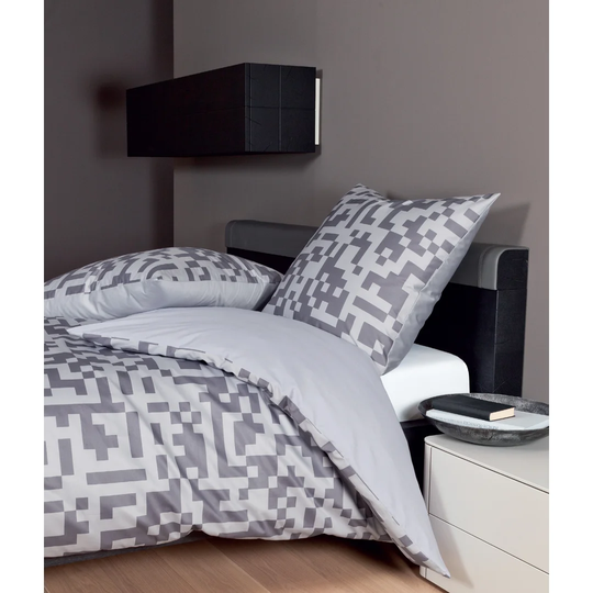 J. D. Graphite Silver Cotton Reversible Duvet Cover Set