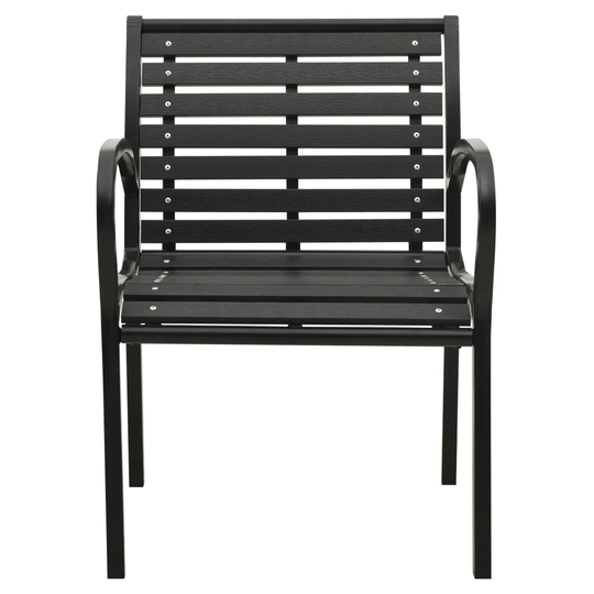 Garden Chairs 2 Pcs Steel And WPC Black