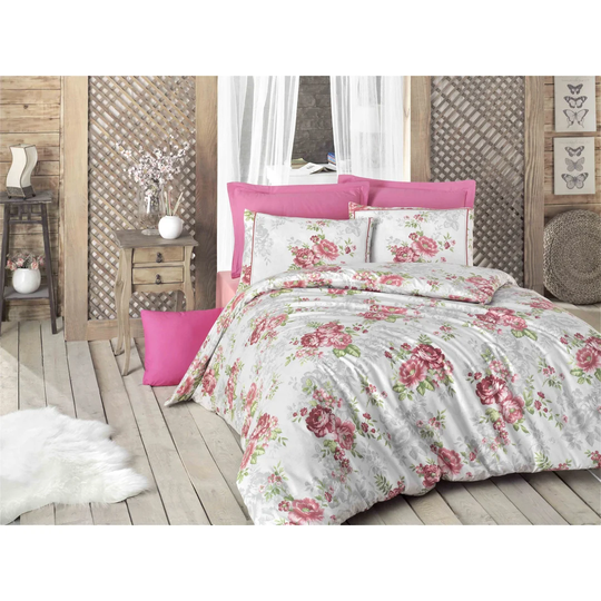 Lukas Grey/Red/Green Cotton 145 TC Modern & Contemporary Duvet Cover Set