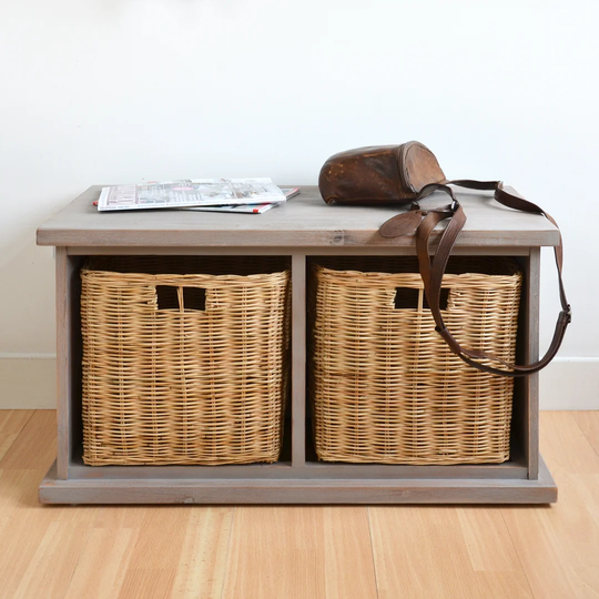 Bastogne Wood Storage Hallway Bench