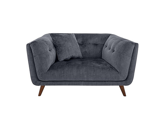 Rene Fabric Cuddler Sofa - Grey