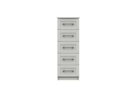 London Bedrooms - Fenchurch 5 Drawer Narrow Chest - White