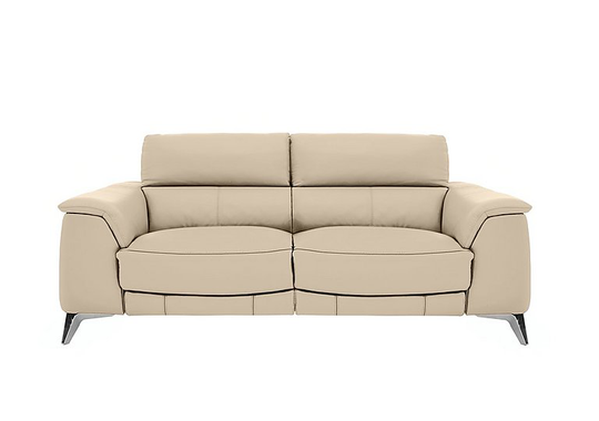Odyssey 3 Seater Leather Static Sofa - Beige- World of Leather