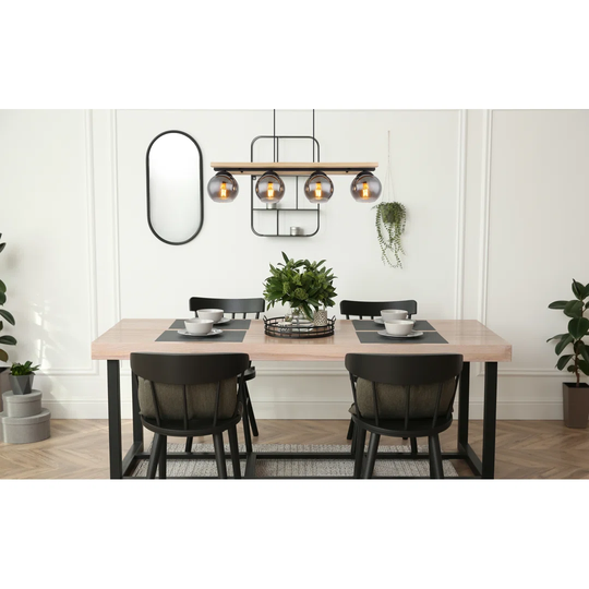 Towlson 4 - Light Kitchen Island Globe Pendant with Wood Accents