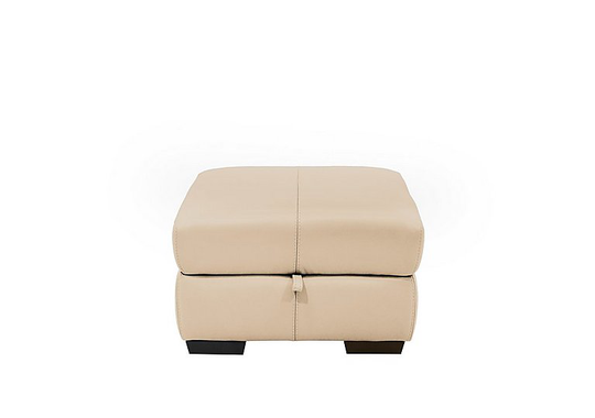 Elixir Leather Storage Footstool - Beige- World of Leather