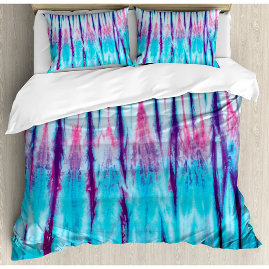 Nixa Blue/Pink Microfibre 350 TC Duvet Cover Set