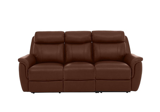 Orlando 3 Seater Leather Power Recliner Sofa with Power Headrests - Brown