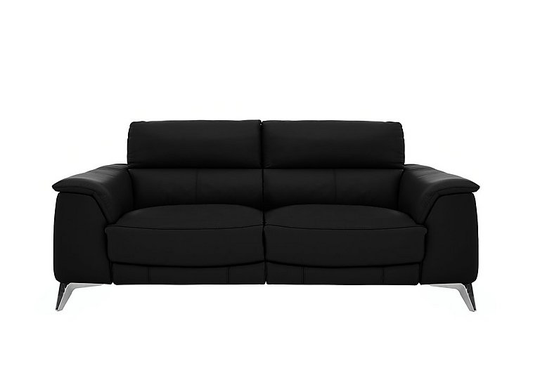 Odyssey 3 Seater Leather Static Sofa - Black- World of Leather