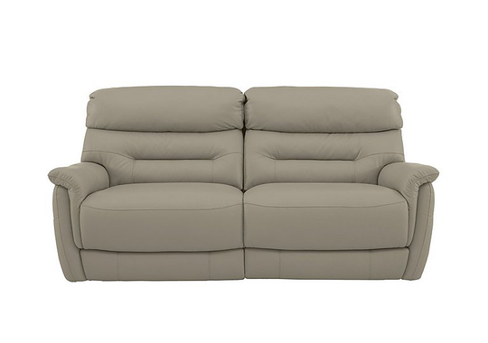 Chicago 3 Seater Leather Battery Recliner Sofa - Grey- World of Leather
