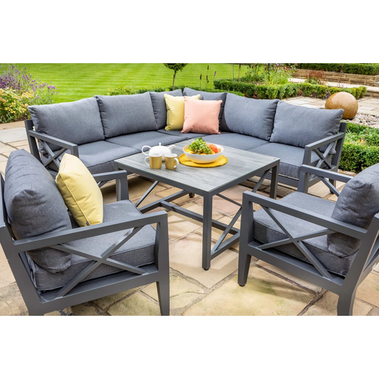 Sorrento Square Casual Dining Set With Lounge Chairs