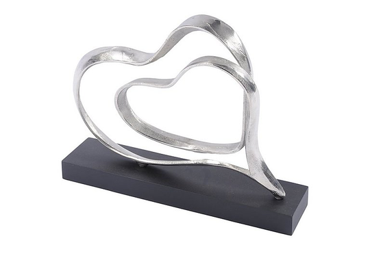 Silver Double Heart Sculpture