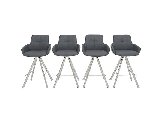 Vegas Set of 4 Faux Leather Swivel Barstools with Arms