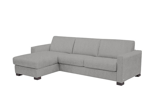 Nicoletti - Alcova 3 Seater Fabric Sofa Bed with Storage Chaise with Box Arms - Grey