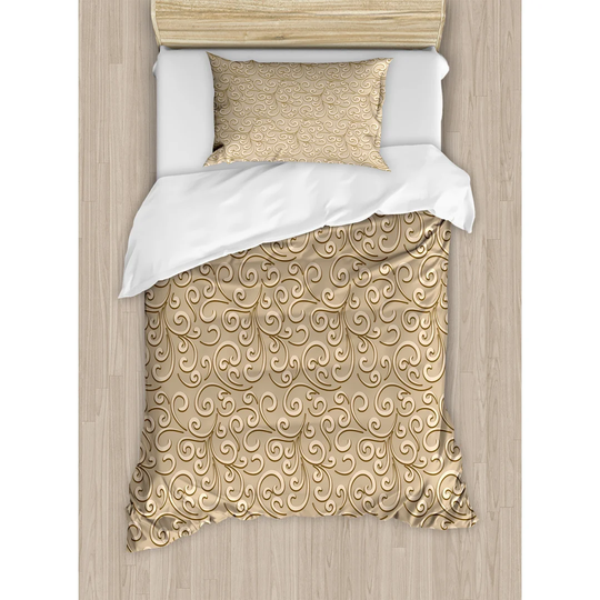Rubin Beige/White 100% Brushed Microfibre Duvet Cover Set