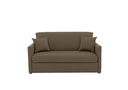 Versatile Small 2 Seater Fabric Sofa Bed with Slim Arms - Mink