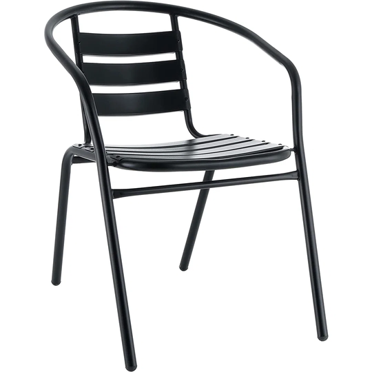 Barons Home Garden Chairs. Garden Outdoor Chairs. Terrace. Balcony. Veranda. Pool. Metal. Stackable Chairs. Black Color. 1 Piece 56X55x75 Cm