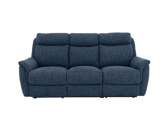 Orlando 3 Seater Fabric Power Recliner Sofa with Power Headrests - Blue