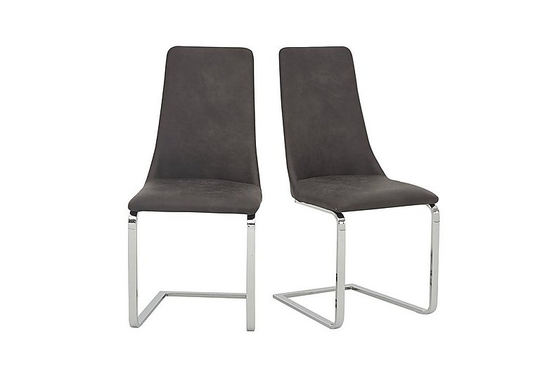 Nevada Pair of Faux Leather Dining Chairs - Grey