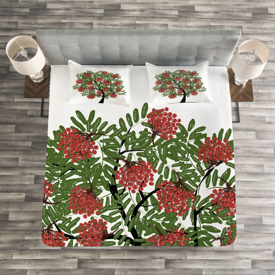 Adelin Olive/Red Bedspread Set with Pillow Sham