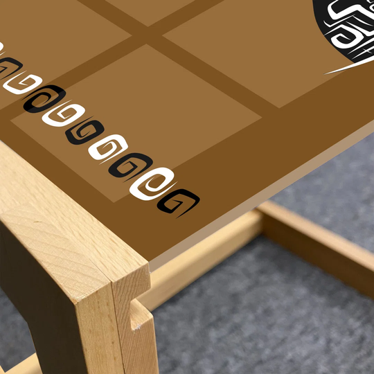 African Coffee Table, Female Head Silhouette Headscarf Geometric Framework, Acrylic Glass Center Table With Wooden Frame For Offices Dorms Brown White