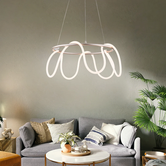 Ravensworth LED Large Halo Pendant Light, Flexible Polycarbonate Light, Matt Nickel, Non-Dimmable
